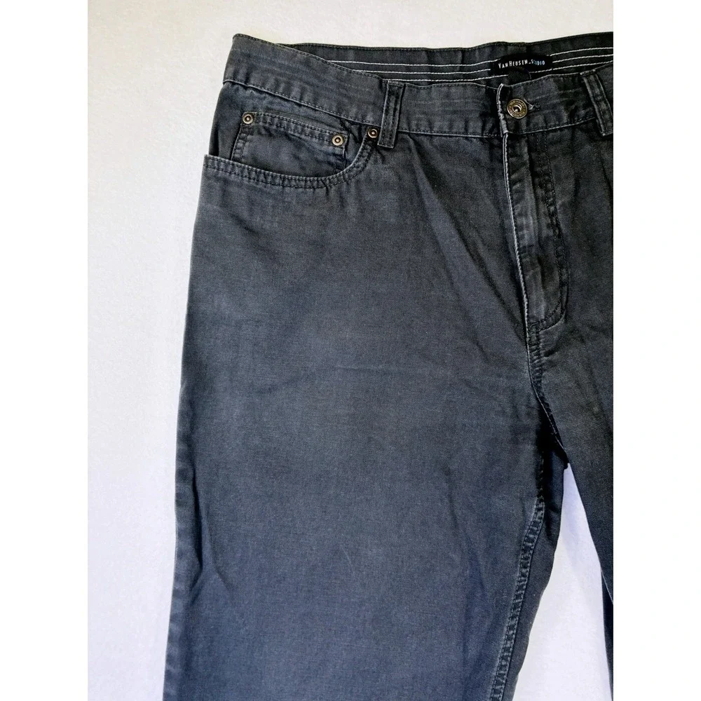 Van Heusen Studio Mens Dark Gray Straight Leg Five Pocket Casual Pants 34x32